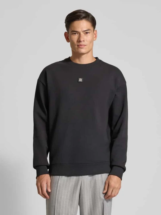 Zdjęcie produktu Bluza o kroju relaxed fit z mieszanki bawełny model ‘DETTIL’ Hugo Czarny