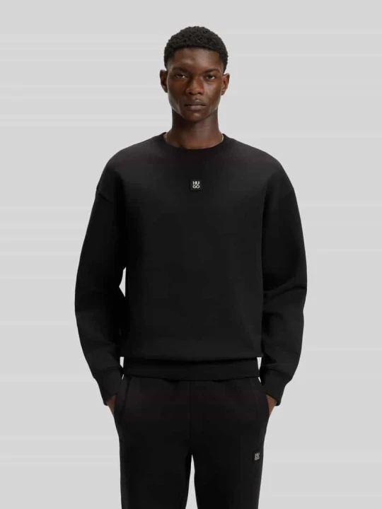 Zdjęcie produktu Bluza dresowa o luźnym kroju z mieszanki bawełny model 'DETTIL' Hugo Czarny