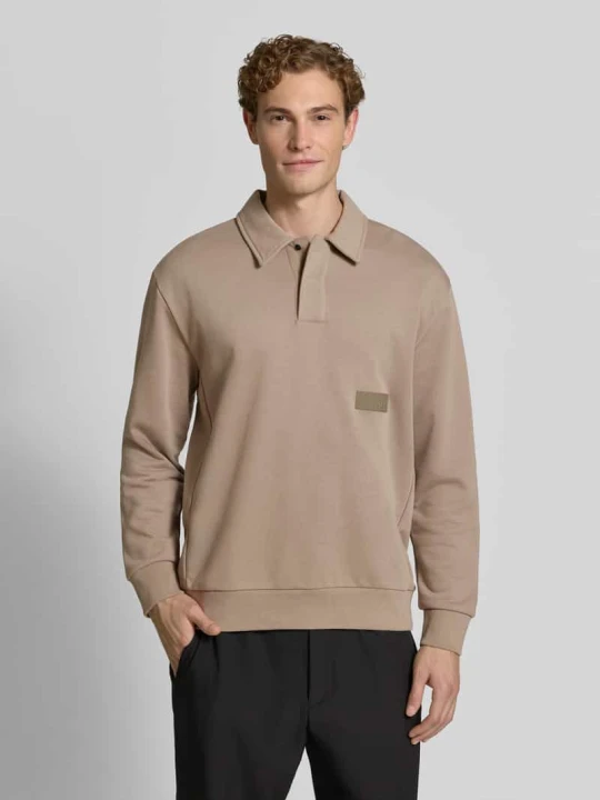 Zdjęcie produktu Bluza o kroju relaxed fit z mieszanki bawełny model 'SW_Placket Polo' Boss Piaskowy