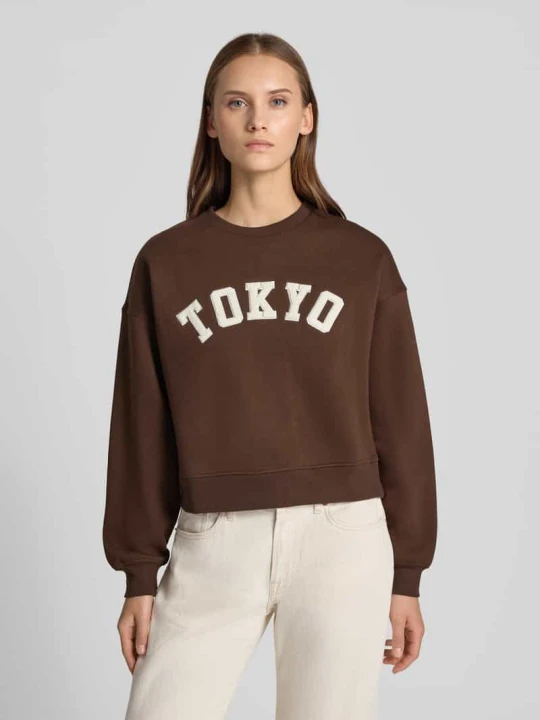 Zdjęcie produktu Bluza o kroju relaxed fit z mieszanki bawełny model 'Tatum' JJXX Czekoladowy