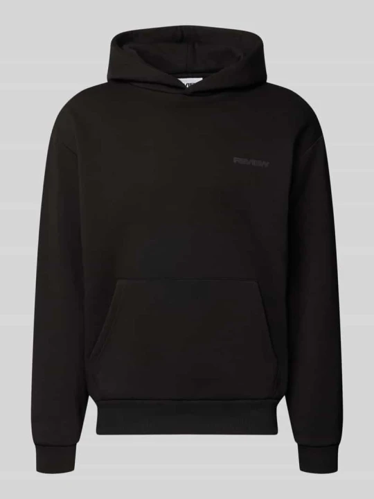 Zdjęcie produktu Bluza o kroju relaxed fit z mieszanki bawełny z kieszenią typu kangurka REVIEW Czarny