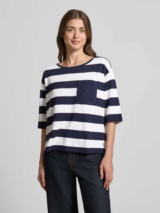 Zdjęcie produktu Bluza o kroju relaxed fit z mieszanki wiskozy z brustaszą Monari Granatowy