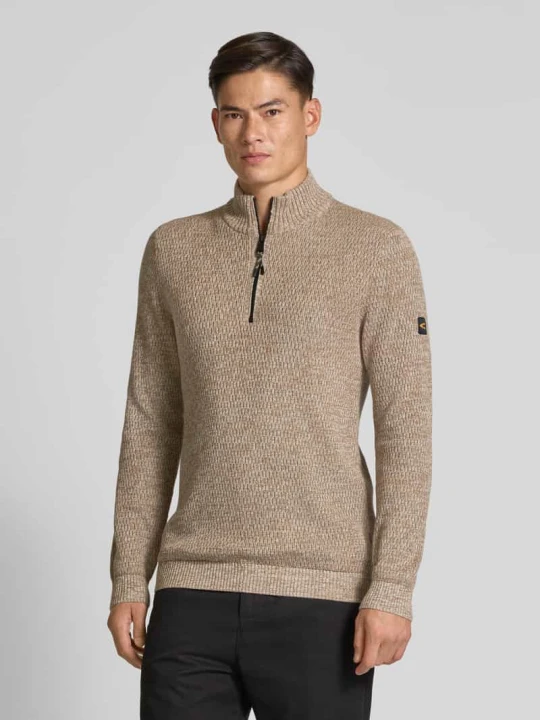 Zdjęcie produktu Bluza o kroju slim fit z kołnierzem i zamkiem błyskawicznym model ‘Mouline’ Camel Active Złamany biały melanż