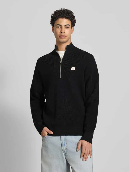 Zdjęcie produktu Troyer o kroju loose fit z prążkowanymi wykończeniami Calvin Klein Jeans Czarny