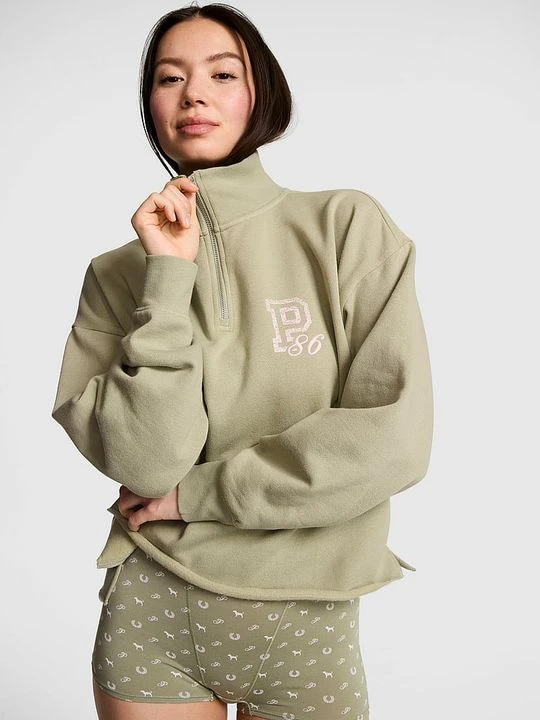 Zdjęcie produktu PINK Bluza o prostym kroju z zamkiem 1 / 4 Campus Fleece Victoria's Secret Zielony