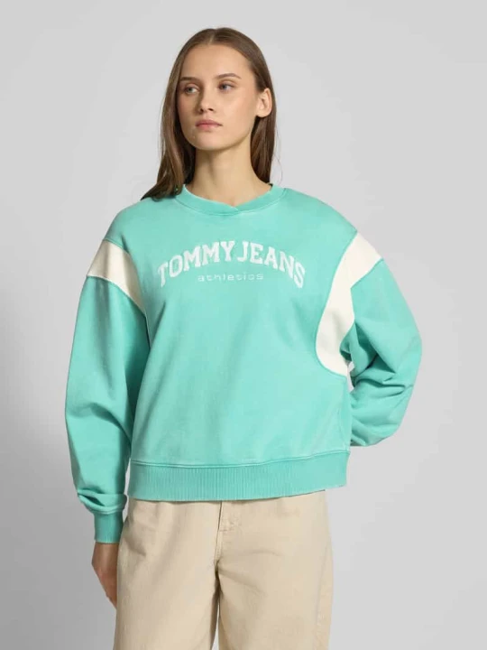 Zdjęcie produktu Bluza o pudełkowym kroju z mieszanki bawełny Model 'VARSITY CREW' Tommy Jeans Miętowy