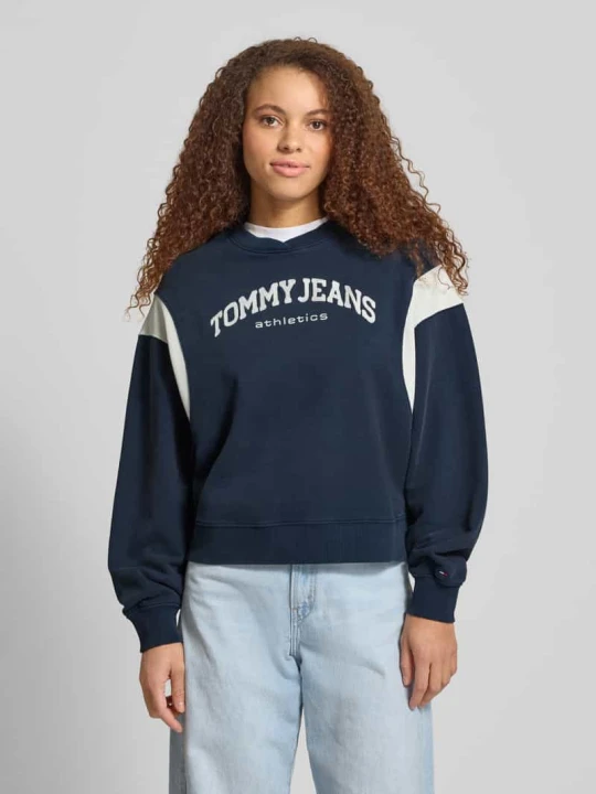 Zdjęcie produktu Bluza o pudełkowym kroju z mieszanki bawełny Model 'VARSITY CREW' Tommy Jeans Granatowy