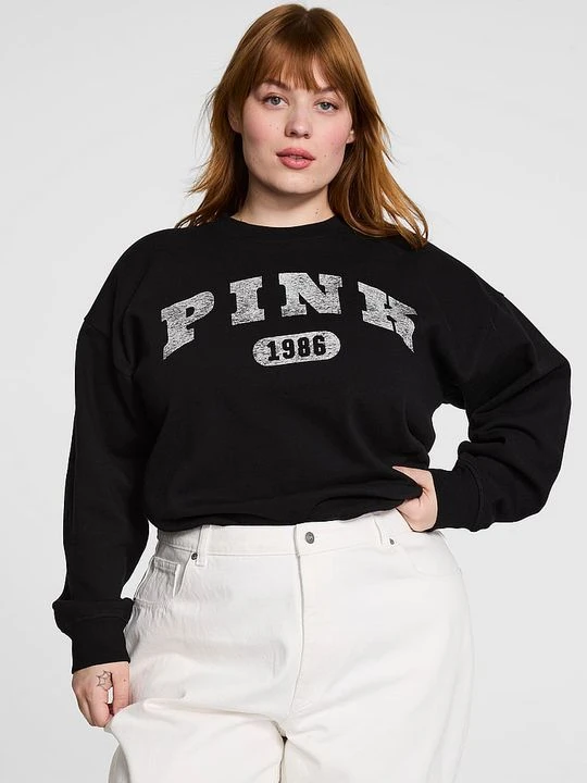 Zdjęcie produktu PINK Bluza bawełniana Campus Oversize Victoria's Secret Czarny