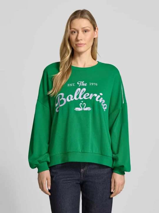 Zdjęcie produktu Bluza oversize z mieszanki bawełny model 'JAMIE' Vero Moda Trawiasty zielony