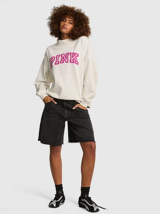 Zdjęcie produktu Bluza oversize z półgolfem Campus Fleece Victoria's Secret Szary