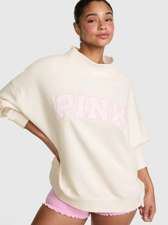 Zdjęcie produktu PINK Bluza oversize Campus Fleece ze stójką Victoria's Secret Szary