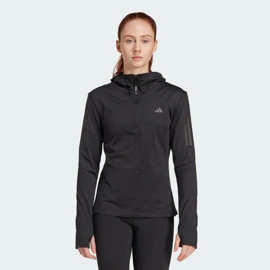 Zdjęcie produktu Bluza Own The Run Winterized Hooded Half-Zip Adidas czarny