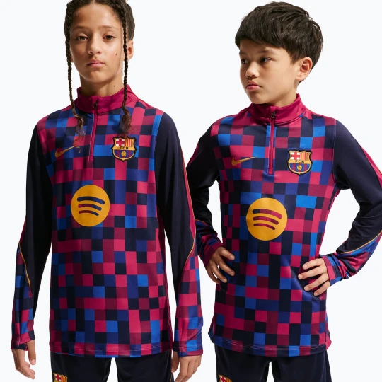 Zdjęcie produktu Bluza piłkarska dziecięca Nike FC Barcelona Dri-Fit Strike Drill Top noble red/noble red/mineral yellow