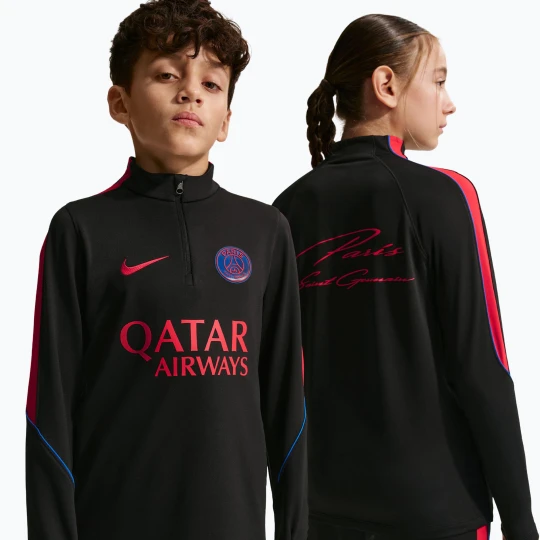 Zdjęcie produktu Bluza piłkarska dziecięca Nike Paris Saint-Germain Strike Dri-Fit Soccer Knit Drill Top black/global red/global red