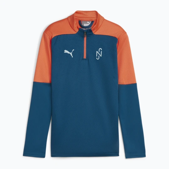 Zdjęcie produktu Bluza piłkarska dziecięca PUMA Neymar JR Creativity 1/4 Zip Top ocean tropic/hot heat Granatowy