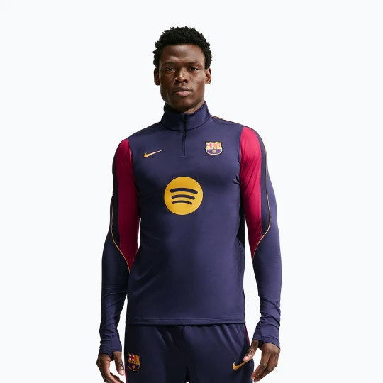 Zdjęcie produktu Bluza piłkarska męska Nike FC Barcelona Strike Soccer Drill Top blackened blue / mineral yellow