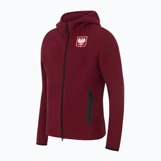 Zdjęcie produktu Bluza piłkarska męska Nike Tech Fleece Poland Full Zip Hoodie team red Bordowy