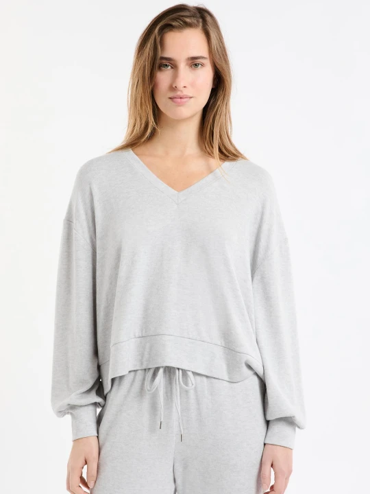 Zdjęcie produktu Bluza piżamowa z dekoltem V Etam gris pale