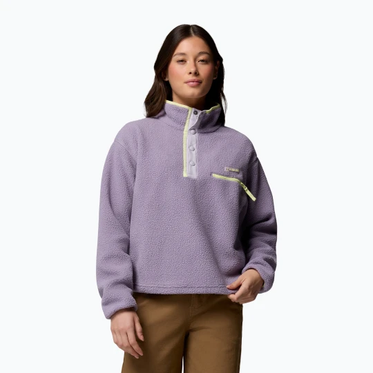 Zdjęcie produktu Bluza polarowa damska Columbia Helvetia II Cropped Half Snap Fleece shale purple/lavender haze/citron haz Fioletowy