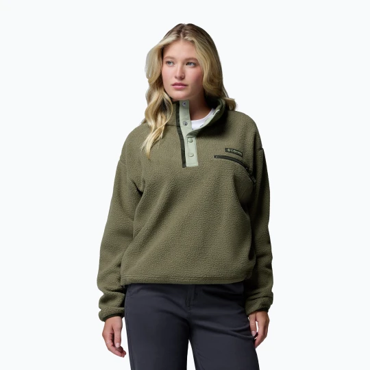Zdjęcie produktu Bluza polarowa damska Columbia Helvetia II Cropped Half Snap Fleece stone green / safari