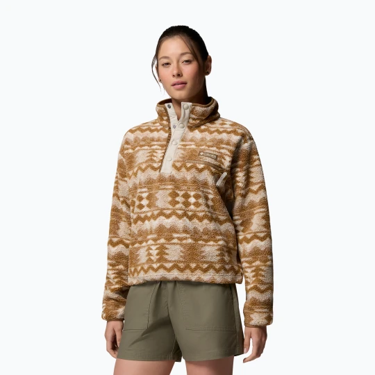 Zdjęcie produktu Bluza polarowa damska Columbia Helvetia II Printed Cropped Half Snap delta / retrotree Bordowy