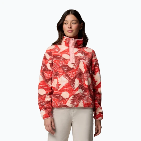 Zdjęcie produktu Bluza polarowa damska Columbia Helvetia II Printed Cropped Half Snap poppy red / sunscape