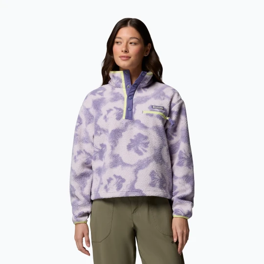 Zdjęcie produktu Bluza polarowa damska Columbia Helvetia II Printed Cropped Half Snap stormwatch / sprayflower Fioletowy