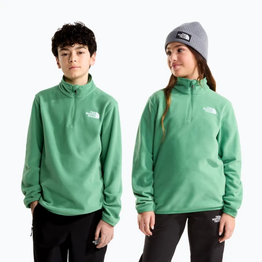 Zdjęcie produktu Bluza polarowa dziecięca The North Face Teen Glacier 1 / 4 Zip dimmed algae Zielony