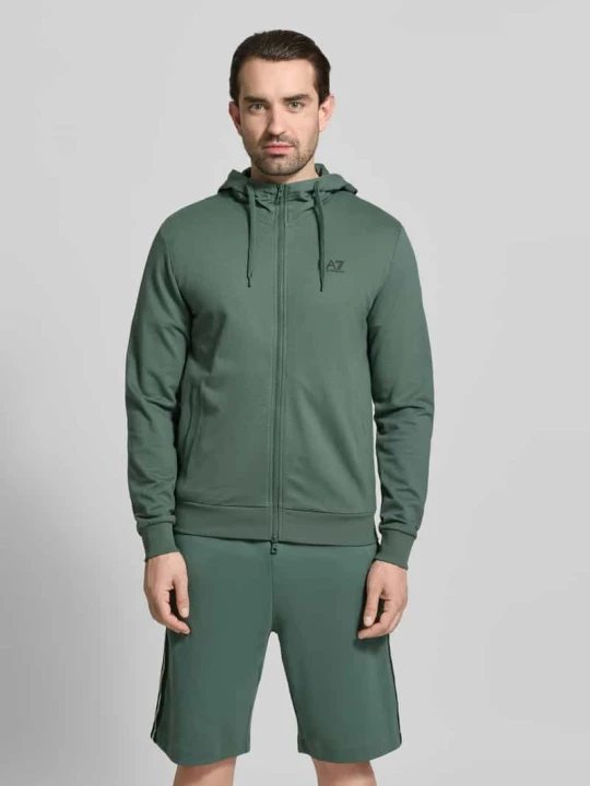 Zdjęcie produktu Bluza rozpinana krój slim fit z kapturem EA7 Emporio Armani Zielony