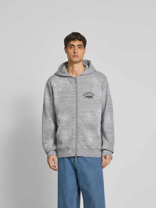 Zdjęcie produktu Bluza rozpinana o kroju oversized z bawełny Dsquared2 Ciemnoszary melanż