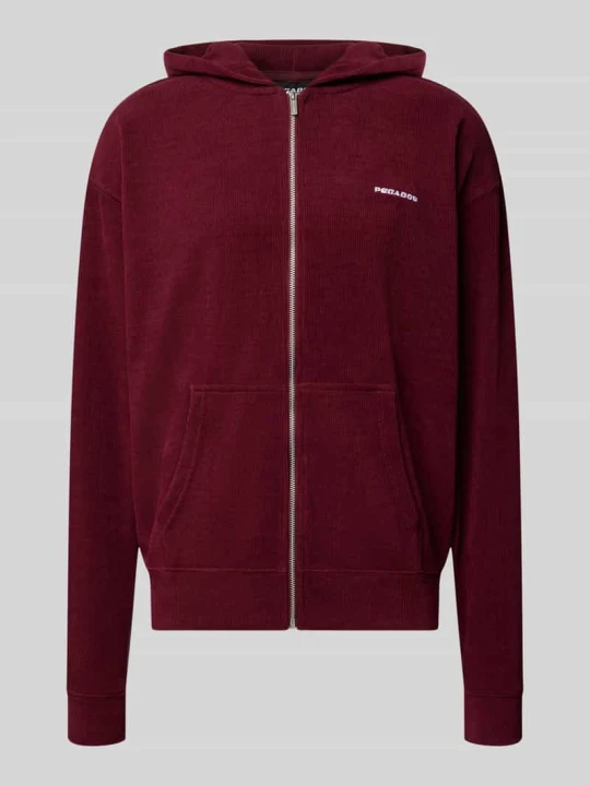 Zdjęcie produktu bluza rozpinana o kroju oversized z detal z logo model 'Mezzano' Pegador Bordowy