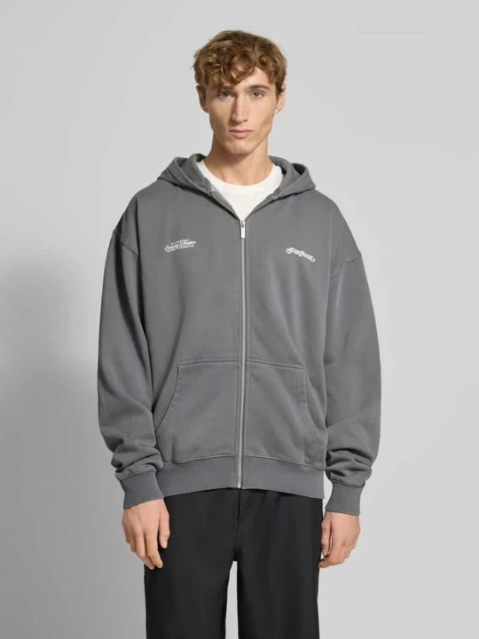 Zdjęcie produktu Bluza rozpinana o kroju oversized z kieszenią kangurką model ‘Peckert’ Pegador Antracytowy