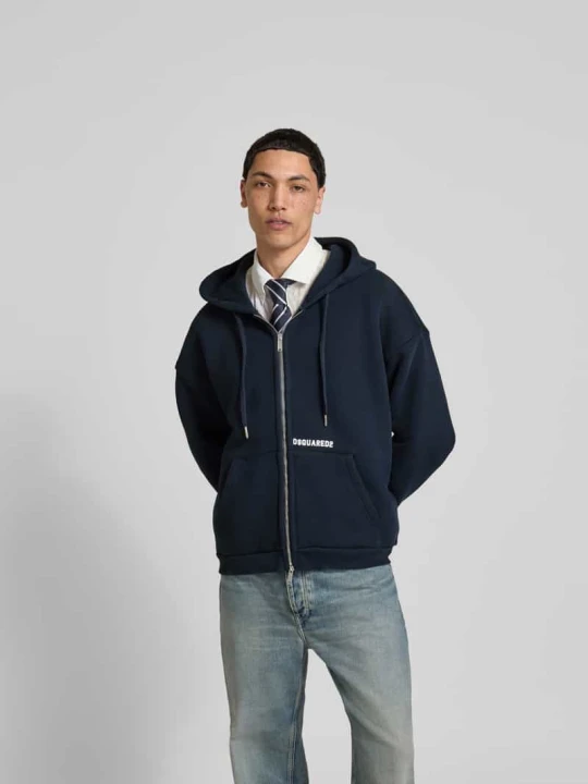 Zdjęcie produktu oversized bluza rozpinana z mieszanki bawełny Dsquared2 Granatowy