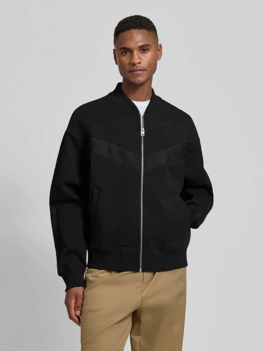 Zdjęcie produktu Bluza rozpinana o kroju oversized z mieszanki bawełny model 'DROMZIP' Hugo Czarny