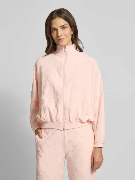 Zdjęcie produktu Oversize bluza dresowa z mieszanki bawełny model 'TERRYMONOGRAM_JACKET' Hugo Różowy
