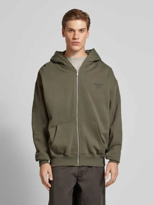 Zdjęcie produktu Bluza rozpinana o kroju oversized z nadrukiem z logo model ‘MAHAN’ Pegador Oliwkowy