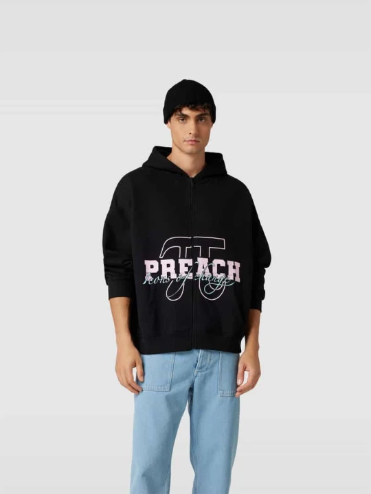 Zdjęcie produktu bluza rozpinana o kroju oversized z nadrukiem z logo Preach Ciemnoszary