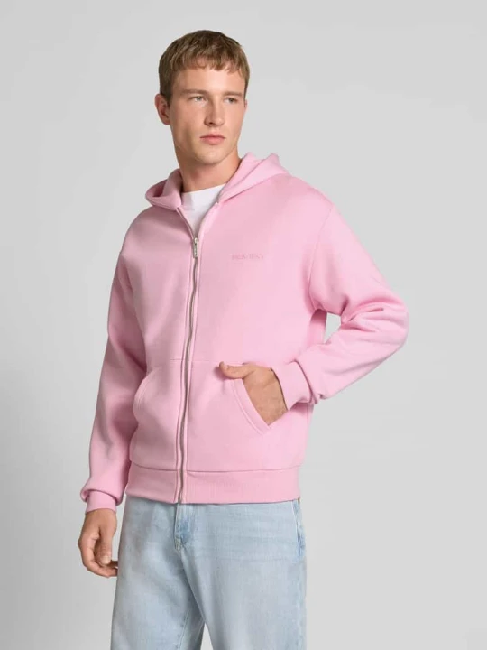 Zdjęcie produktu Bluza rozpinana o kroju regular fit z aplikacją z logo REVIEW Różowy
