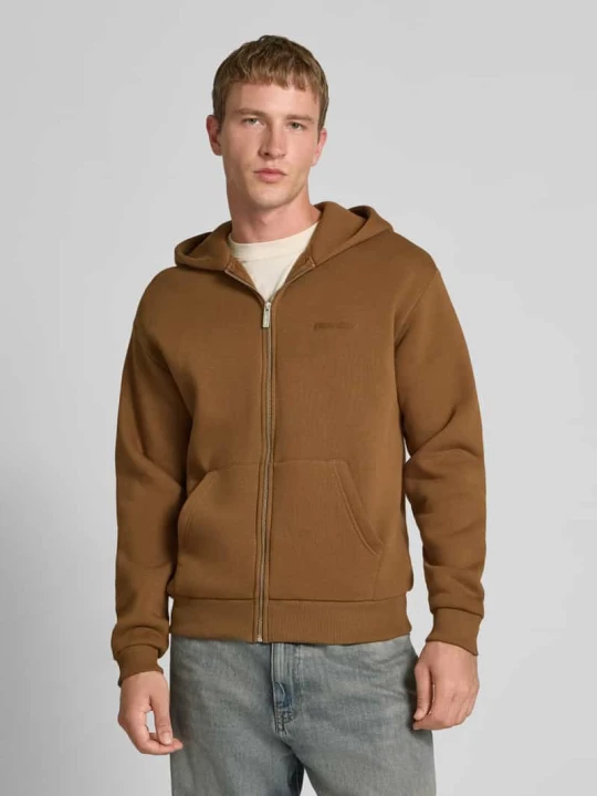Zdjęcie produktu Bluza rozpinana o kroju regular fit z aplikacją z logo REVIEW Średniobrązowy