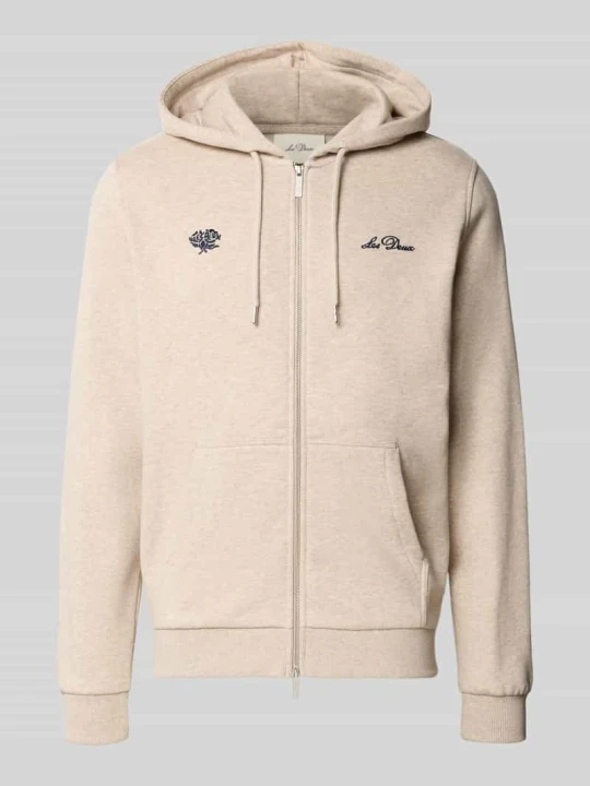 Zdjęcie produktu bluza rozpinana o kroju regular fit z czystej bawełny z wyhaftowanym logo Les Deux Beżowy melanż