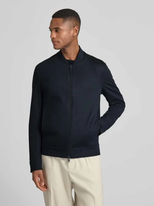 Zdjęcie produktu Bluza rozpinana o kroju regular fit z dodatkiem wiskozy model ‘Cross’ CINQUE Granatowy