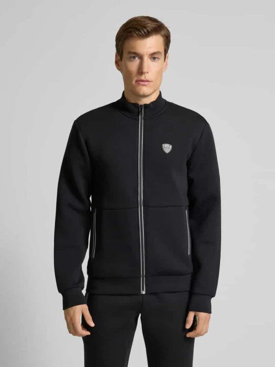 Zdjęcie produktu Bluza rozpinana o kroju regular fit z dodatkiem wiskozy model ‘Train’ EA7 Emporio Armani Czarny