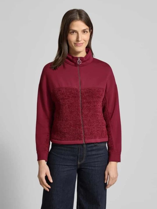 Zdjęcie produktu Bluza rozpinana o kroju regular fit z obszyciem z dzianiny Marc Cain Wiśniowy