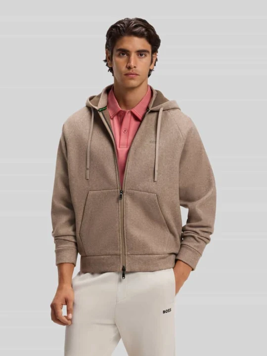 Zdjęcie produktu bluza rozpinana o kroju regular fit z kapturem model 'Transit' Boss Średniobrązowy