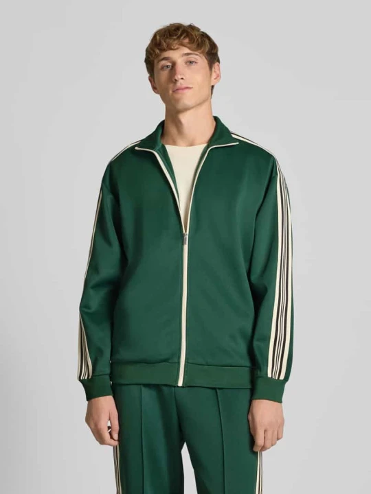 Zdjęcie produktu Bluza rozpinana o kroju regular fit z lampasami model ‘RIBER’ Only & Sons Ciemnozielony