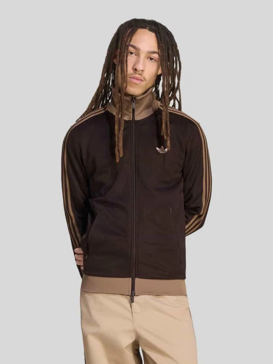 Zdjęcie produktu Bluza rozpinana o kroju regular fit z mieszanka bawełny model 'BECKENBAUER TT' adidas Originals Ciemnobrązowy