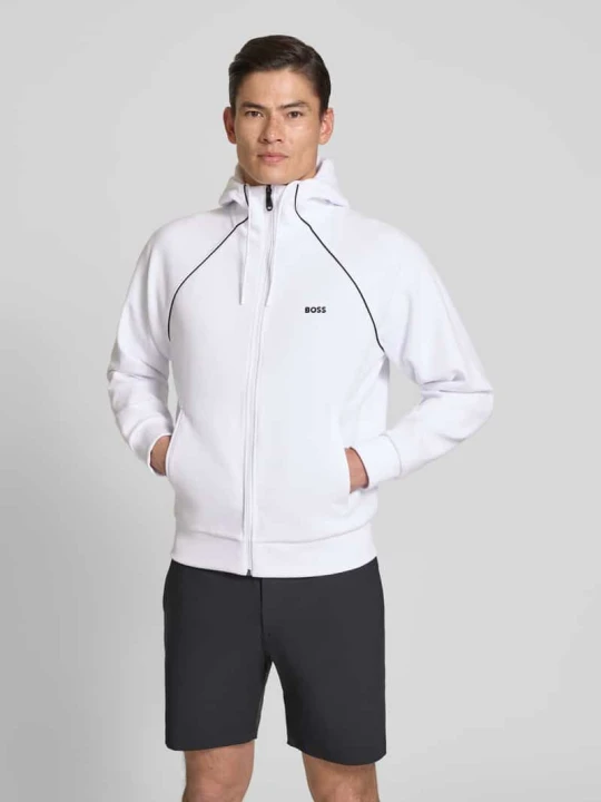 Zdjęcie produktu bluza rozpinana o kroju regular fit z mieszanka bawełny model 'SAGGY' Boss Biały