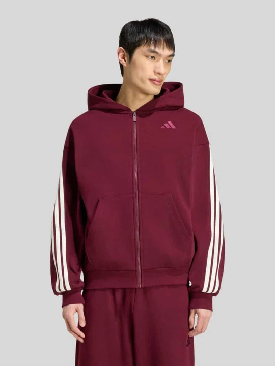 Zdjęcie produktu bluza rozpinana o kroju regular fit z mieszanki bawełny Adidas Ciemnoczerwony