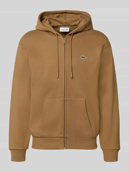 Zdjęcie produktu bluza rozpinana o kroju regular fit z mieszanki bawełny Lacoste Orzechowy