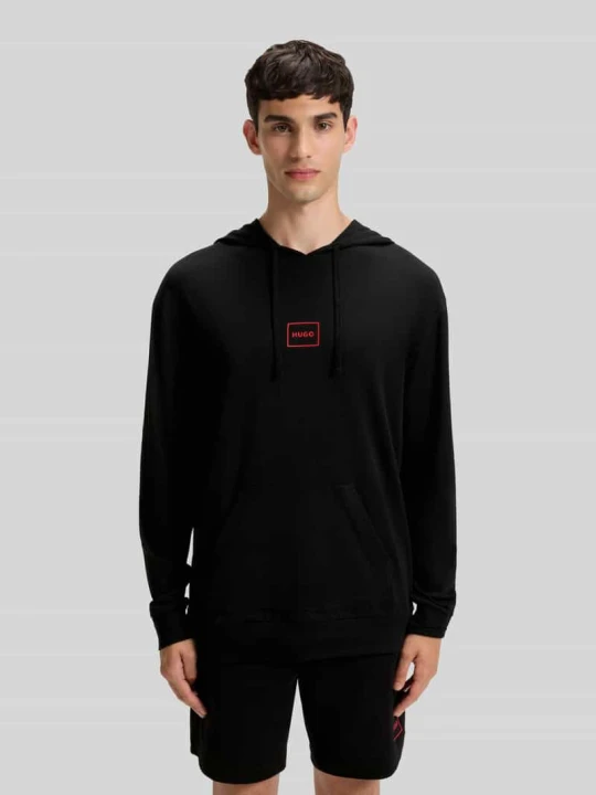 Zdjęcie produktu bluza rozpinana o kroju regular fit z mieszanki bawełny model 'Laze Hoodie' Hugo Czarny
